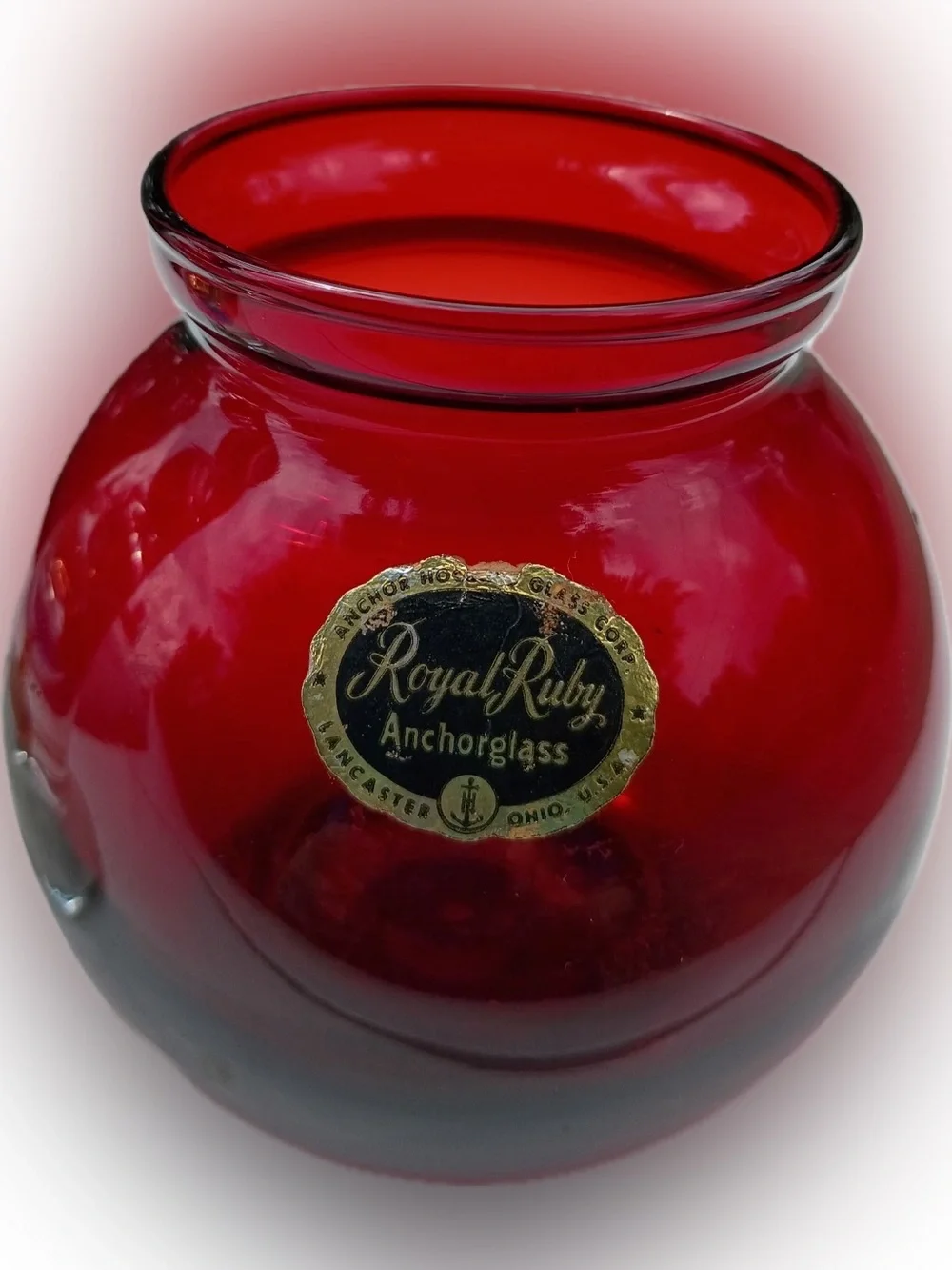 Vintage Anchor Hocking Royal Ruby Red Glass Vase 6.5” Anchorglass